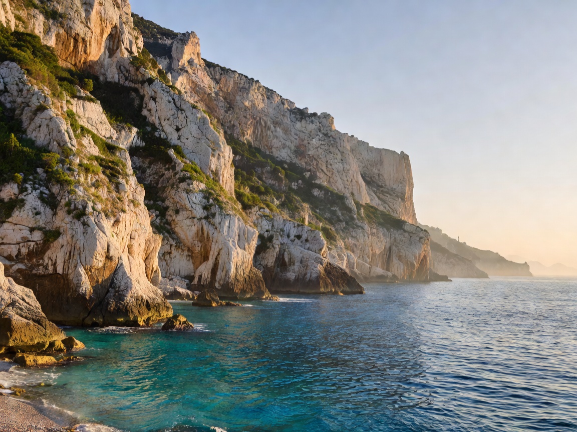 Coastal view of the Mediterranean sea and Riviera cliffs