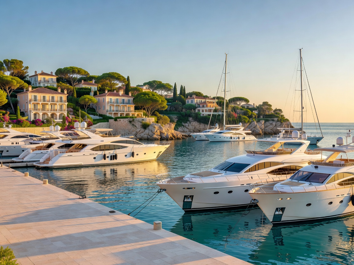 Luxury yacht marina near Saint Jean Cap Ferrat in the French Riviera