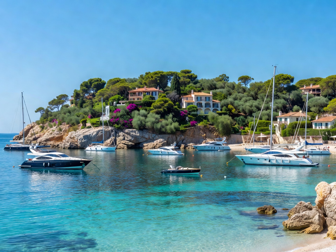 Saint Jean Cap Ferrat coastal yachts moored near peninsula
